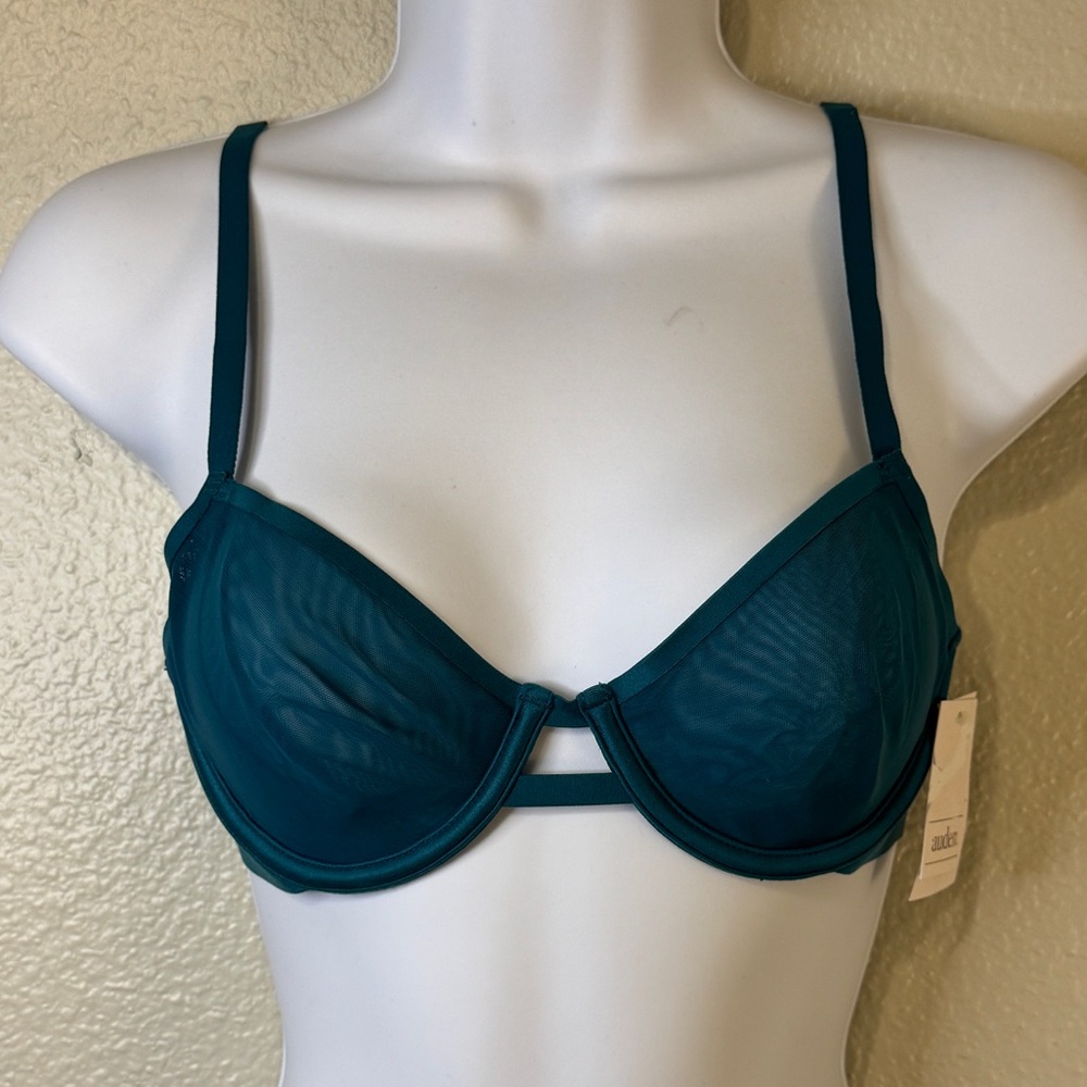 NWT Auden Teal Mesh Demi Bra Sheer Underwire